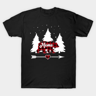 Meme Bear Buffalo Plaid Christmas Matching Family Pajama T-Shirt